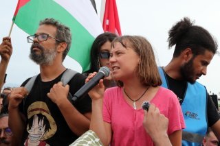 "Nous essayons d'envoyer un message à la population de Gaza (...)", a dit la militante écologiste suédoise Greta Thunberg (archives). KEYSTONE/EPA/MOHAMED MESSARA